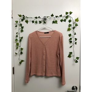 Peach Button-Up Cardigan